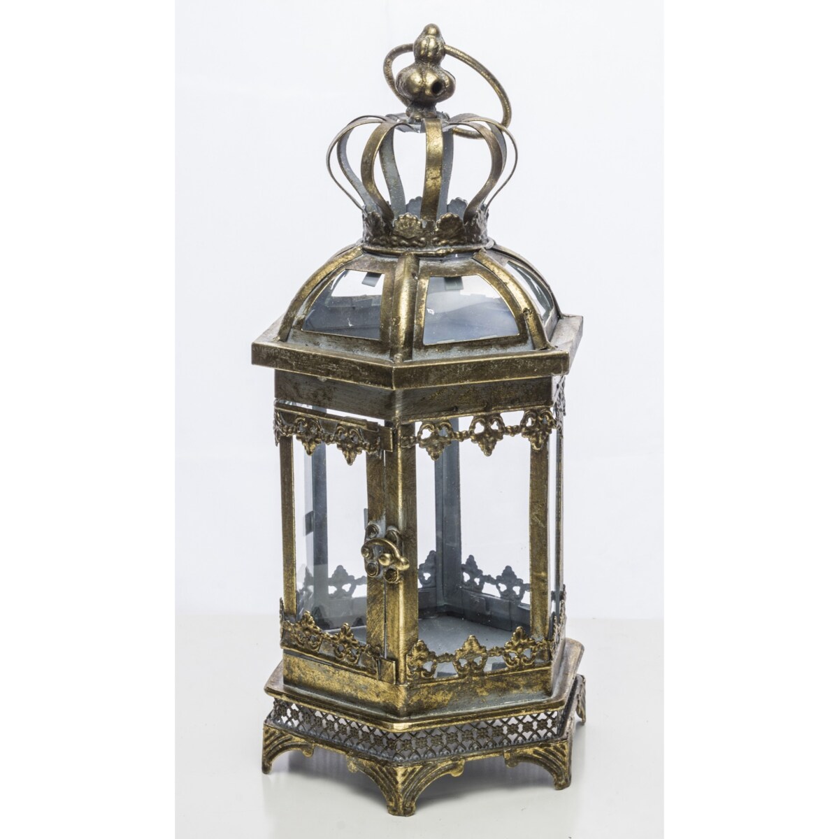 Lampion metalowy złoty 40x16x14 cm COROLLA-2 small