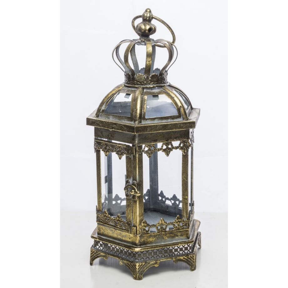 Lampion metalowy złoty 40x16x14 cm COROLLA-2 small