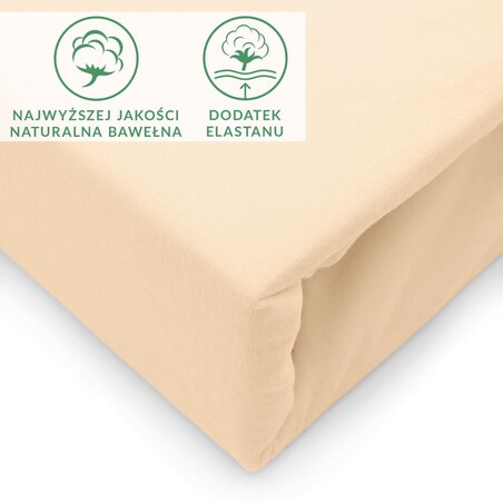 Prześcieradło z bawełny jersey z elastanem z gumką 90x200 kolor beż