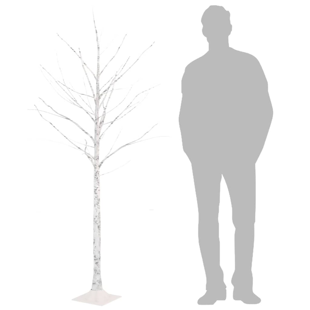 vidaXL Brzoza z oświetleniem, 96 ciepłych białych LED, 180 cm