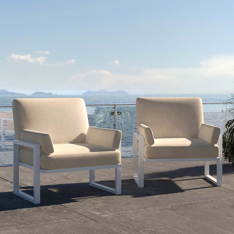 Fauteuil Soledo Beige clair - Cadre blanc