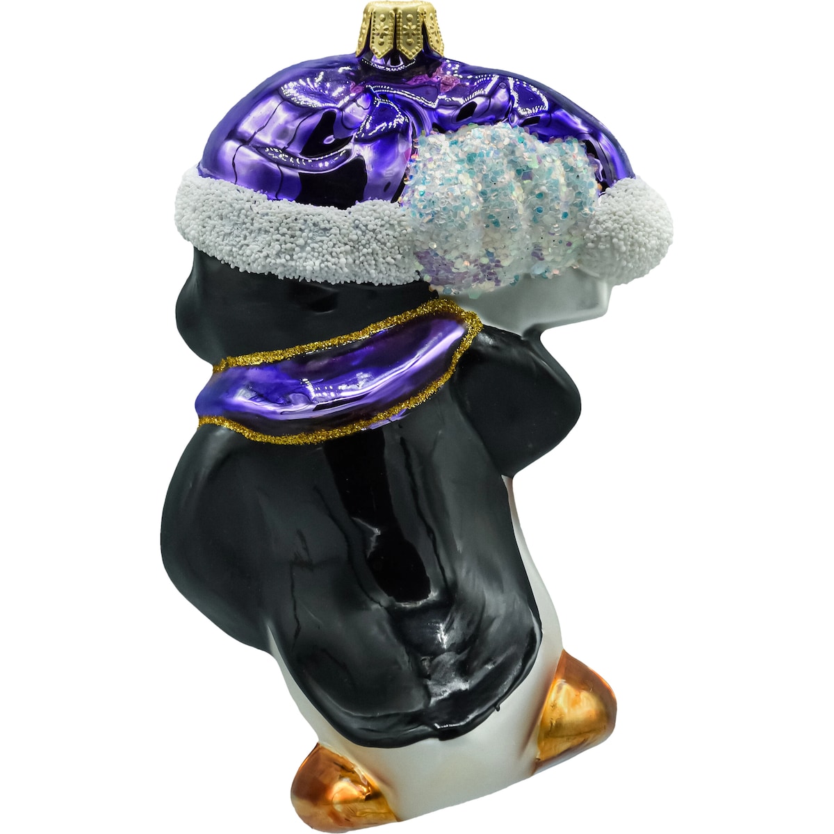 Bombka choinkowa szklana: Pingwin w czapce Świętego Mikołaja