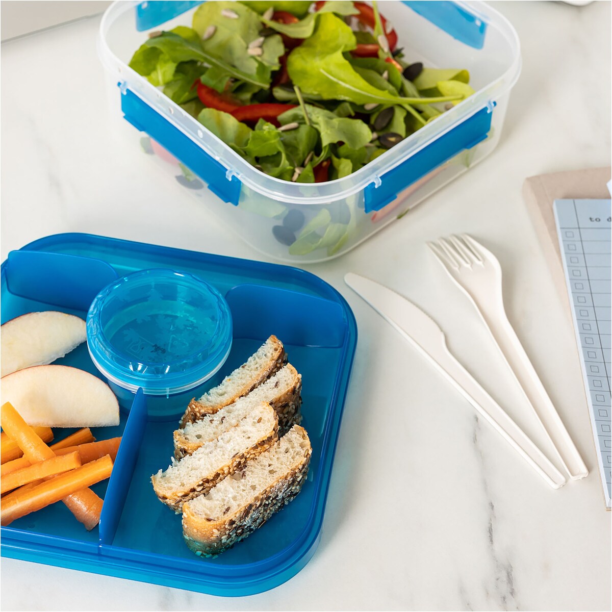 Pojemnik Śniadaniowy Plastikowy Śniadaniówka Lunch Box 1.6 L Niebieski