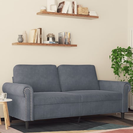 vidaXL Sofa 2-osobowa, ciemnoszary, 140 cm, tapicerowana aksamitem