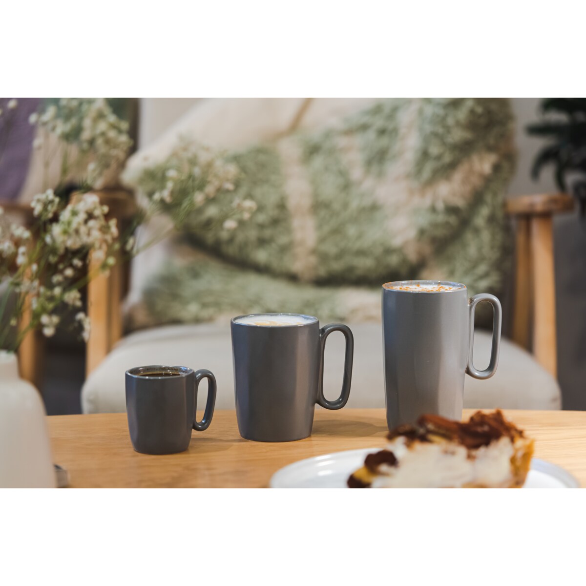 Dwa kubki ceramiczne z uszkiem 80 ml Fuori szare 29958