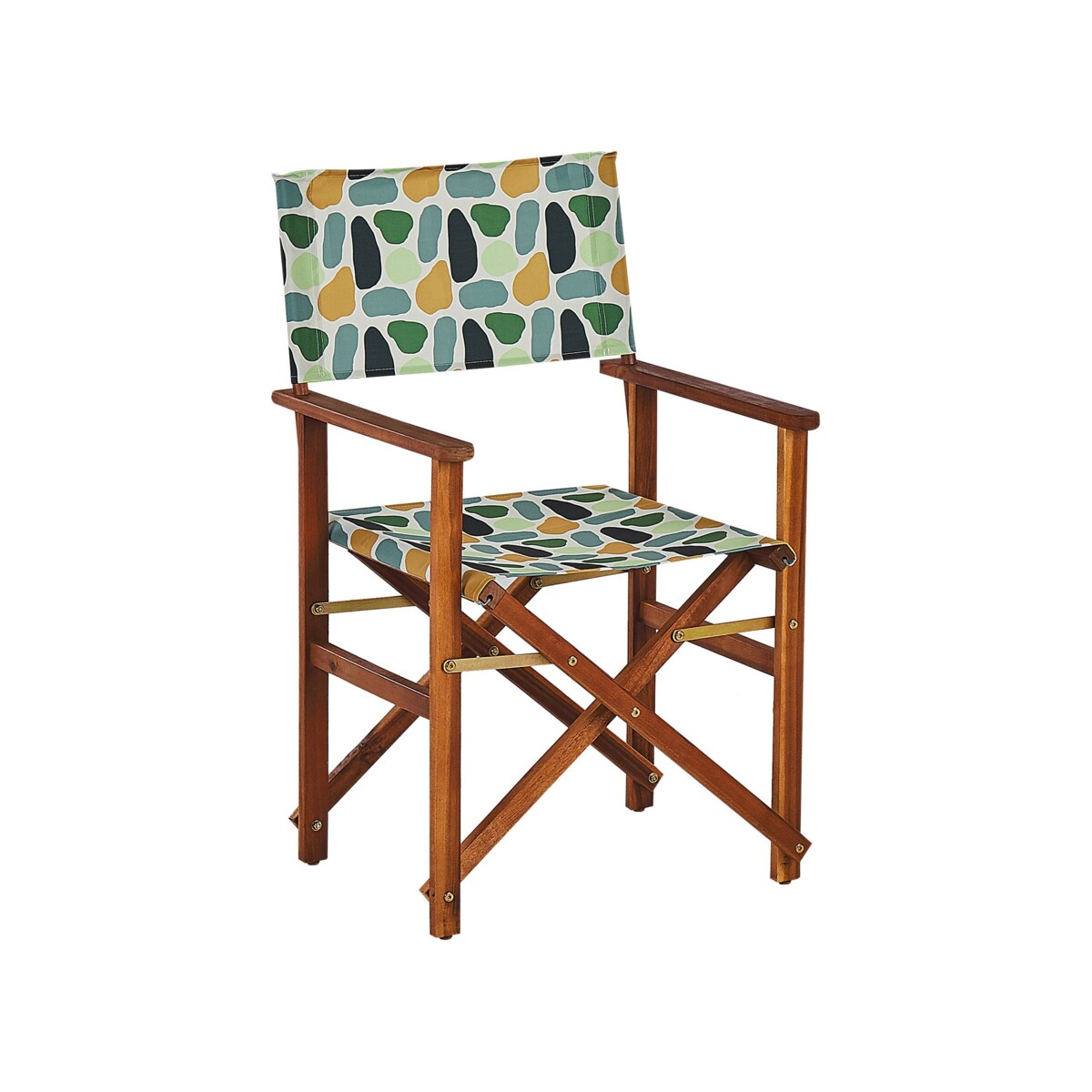 Zestaw 2 krzeseł ogrodowych akacjowy ciemne drewno z szarym / wzór w plamy CINE