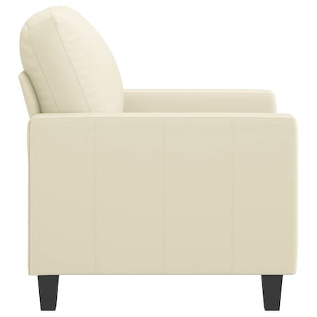 vidaXL Fotel, kremowy, 60 cm, obity sztuczną skórą