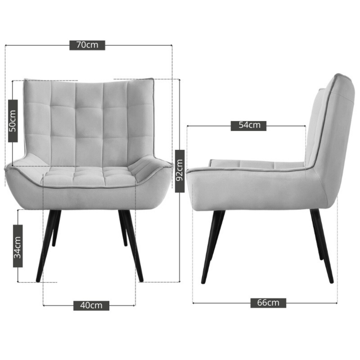 Fotel uszak tapicerowany welurowy wygodny z czarnymi nogami do salonu szary