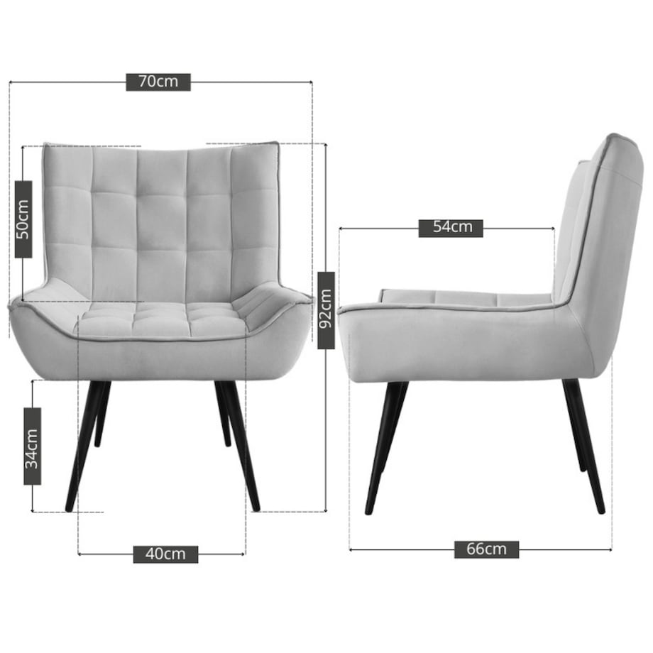 Fotel uszak tapicerowany welurowy wygodny z czarnymi nogami do salonu szary