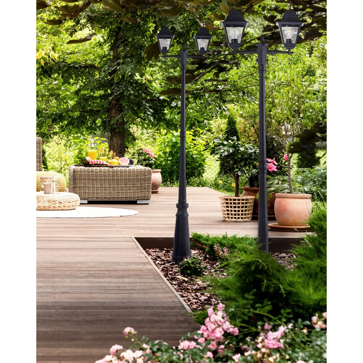 Latarnia ogrodowa 2-punktowa czarna SUKRI