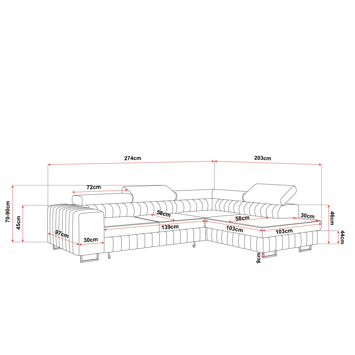 Narożnik NOLA do salonu, na złotych nogach-prawostronny-Catch Me 01-mleczny