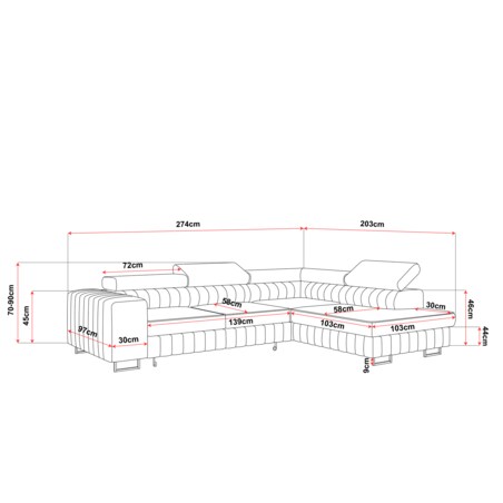 Narożnik NOLA do salonu, na złotych nogach-prawostronny-Catch Me 01-mleczny