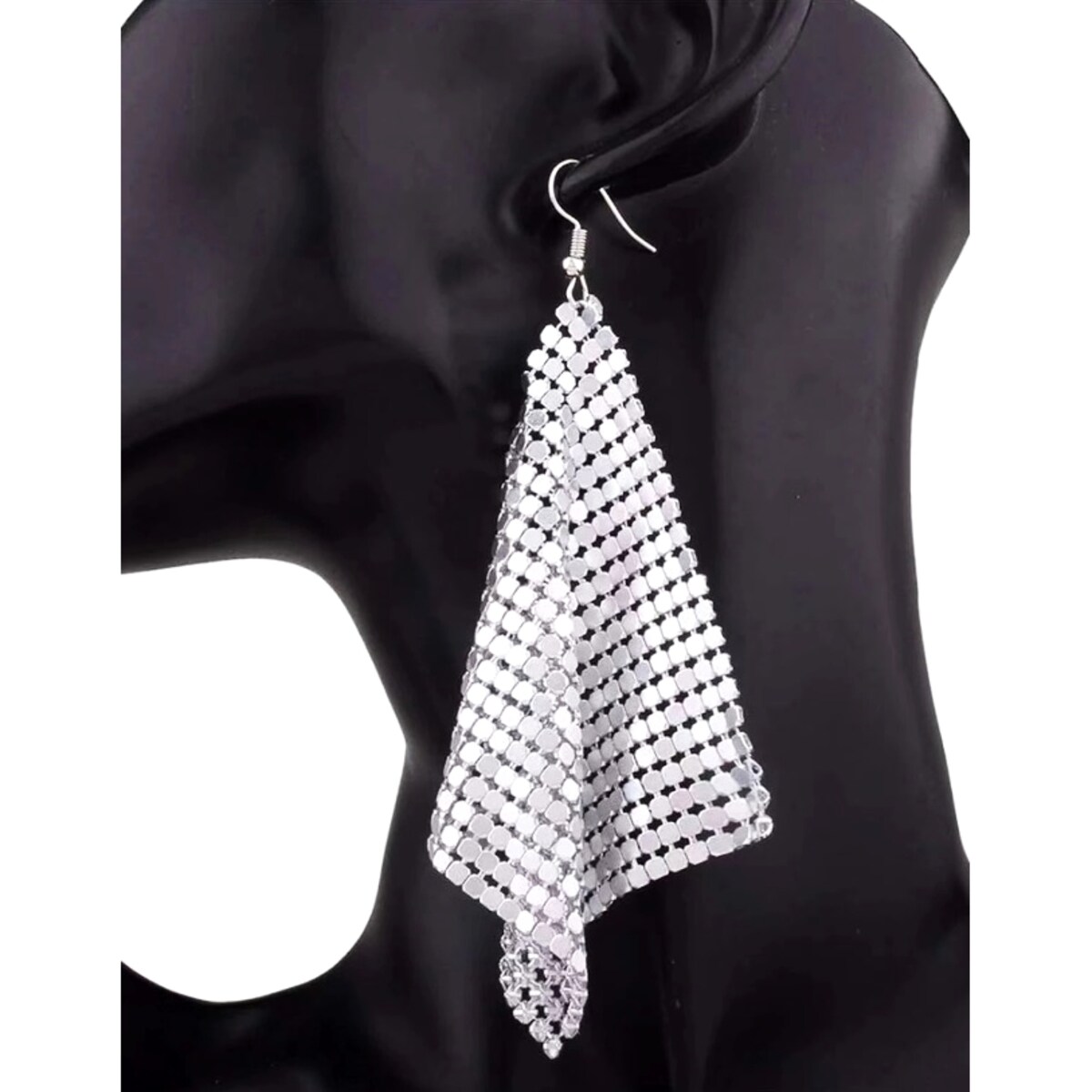 Srebrne kolczyki wisząca siateczka lekkie błyszczące wizytowe  kolczyki