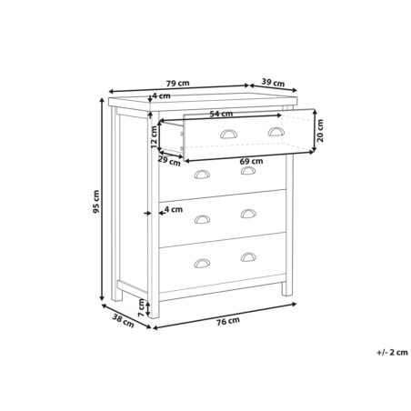Komoda 4 szuflady szara CLIO