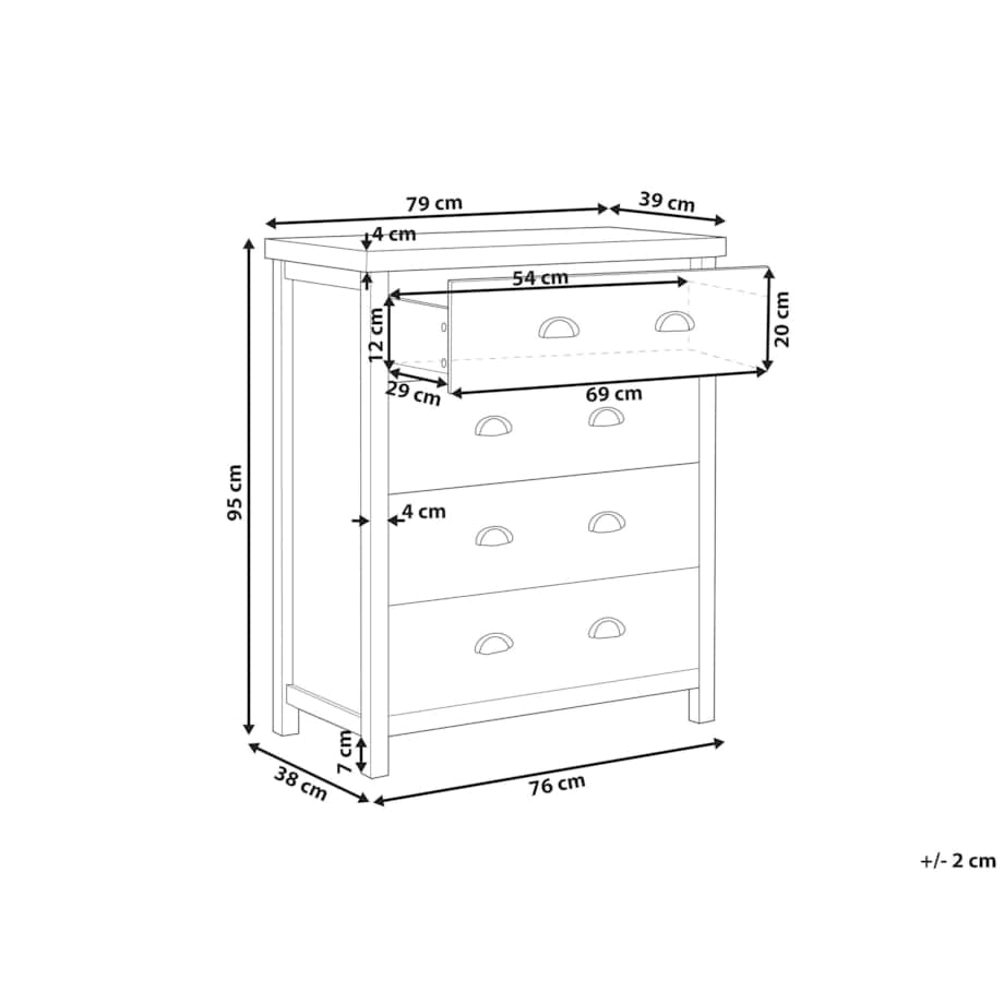 Komoda 4 szuflady szara CLIO