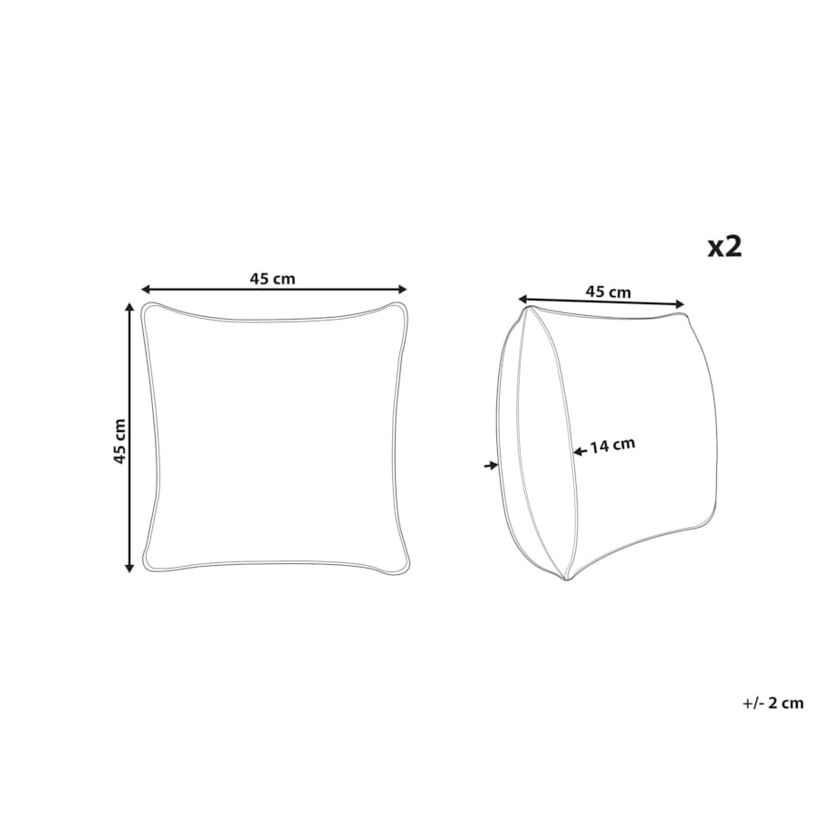 2 bawełniane poduszki dekoracyjne 45 x 45 cm beżowe z niebieskim RIVINA
