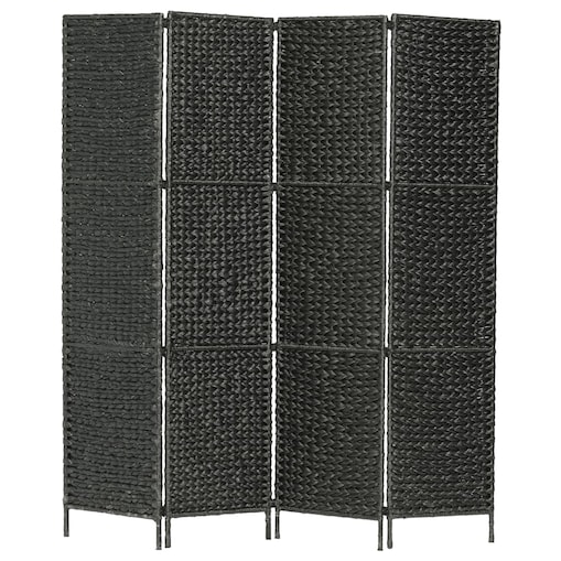 vidaXL 4-panelowy parawan pokojowy, czarny, 154x160 cm, hiacynt wodny