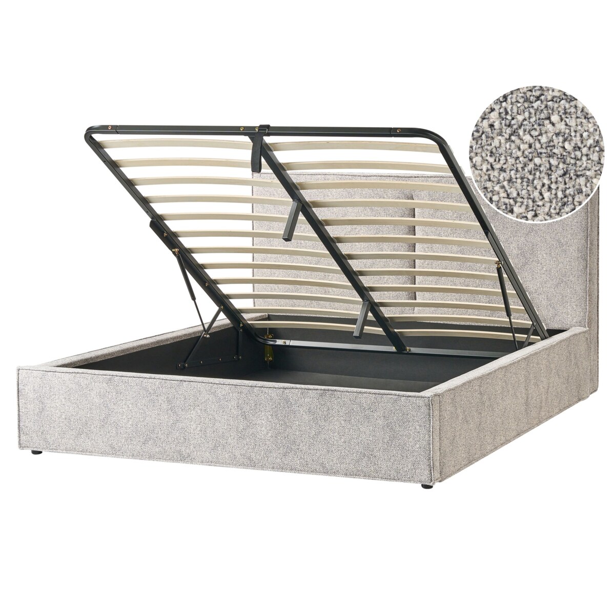 Łóżko z pojemnikiem Dzianina welurowa MOISSAC 160 x 200 cm Szary/ beżowy