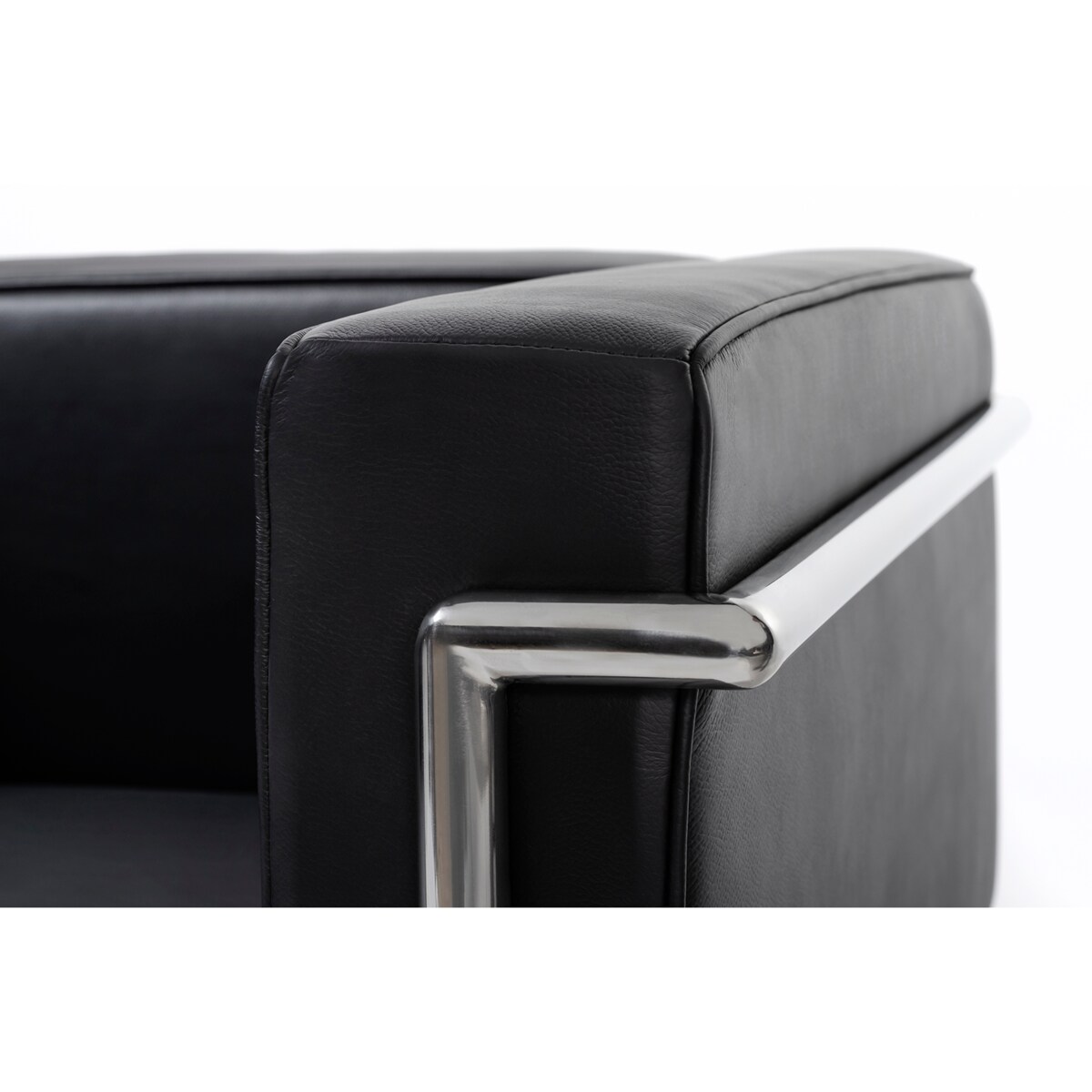 Sofa trzyosobowa SOFT LC2 czarna - włoska skóra naturalna, metal