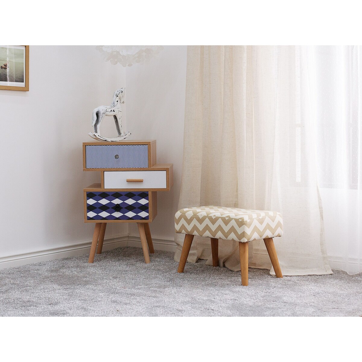 Stołek brązowo-biały TAKOMA