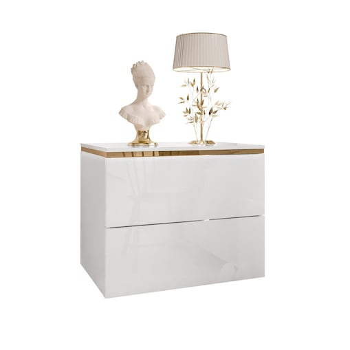 Stolik nocny AURORA II biały połysk wiszący LED