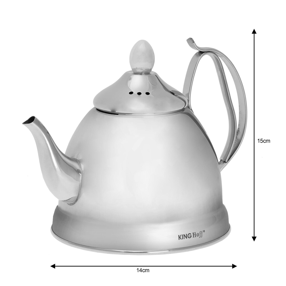 Czajnik czajniczek zaparzacz do herbaty i ziół 1.0L srebrny KINGHOFF