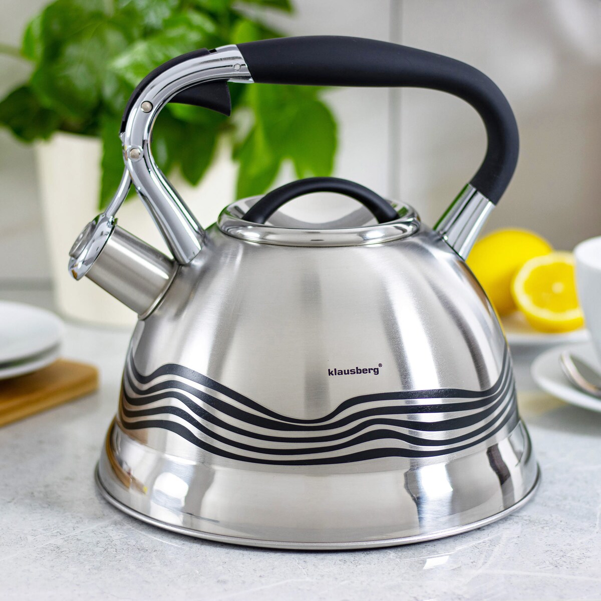 Czajnik stalowy z gwizdkiem 3.0L zmieniający kolor indukcja KLAUSBERG