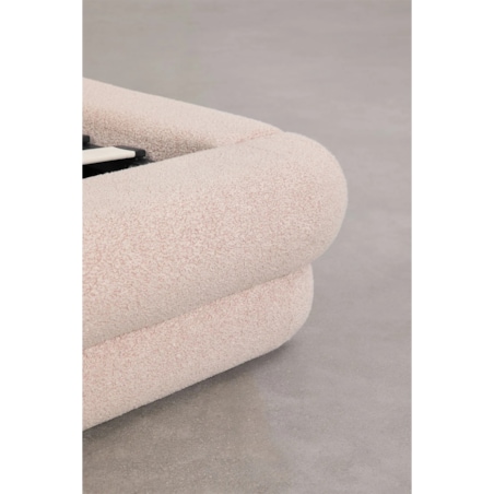 Łóżko z pojemnikiem na pościel, bouclé, blady róż Borzensi, 160x200 cm