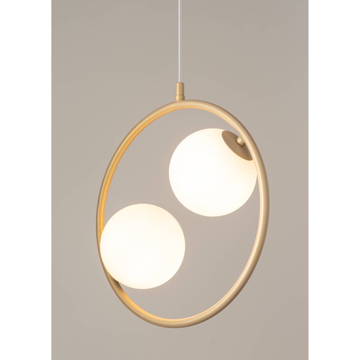 Sypialniana lampa wisząca Ring zwis nad łóżko biały złoty