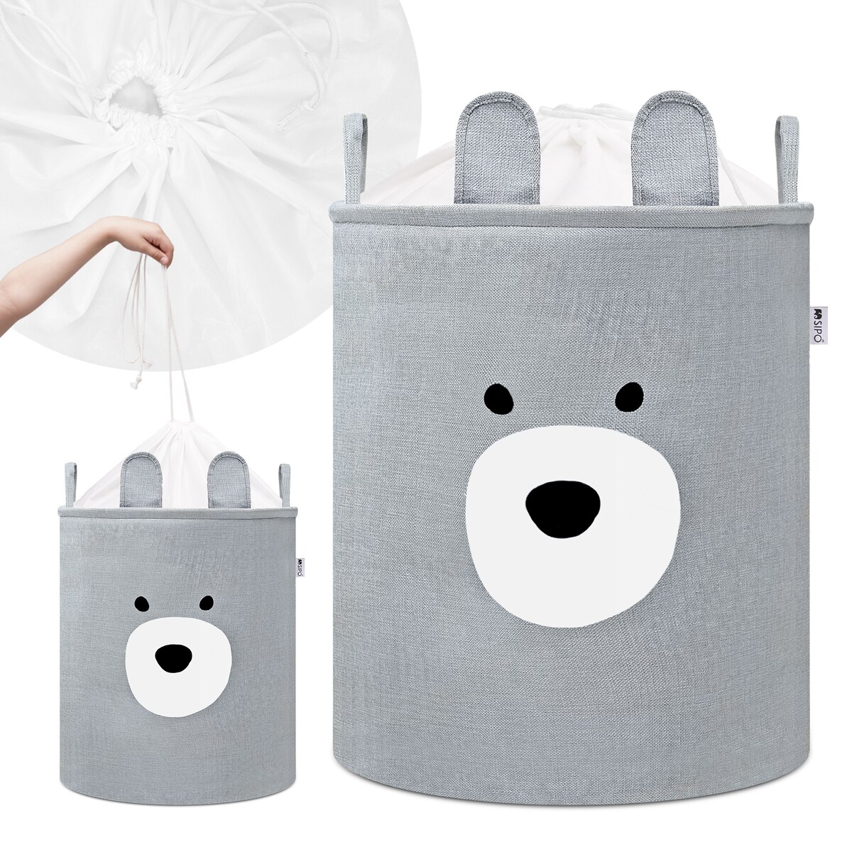 kosz na zabawki sipo, wersja premium, zamykany na ściągacz, miś, xxl