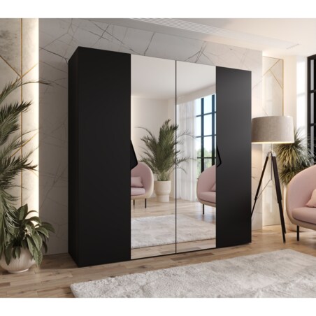 Szafa uchylna z lustrem Sandi 2 200 wys 202 cm Czarny + u Czarny