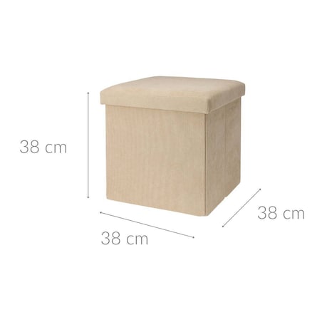 Składana pufa ze sztruksowym wykończeniem, 38 x 38 x 38 cm