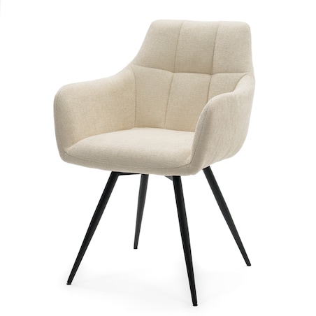 Krzesło tapicerowane obrotowe szenilowe do salonu LUGANO kremowe