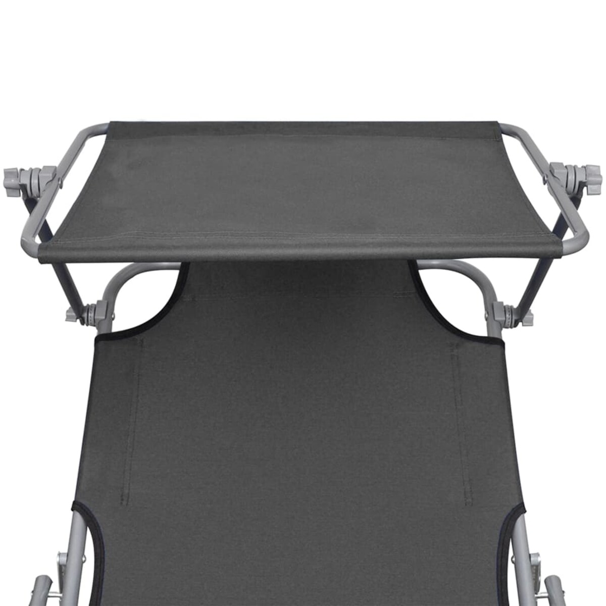 vidaXL Składany leżak z zadaszeniem, szary, aluminium