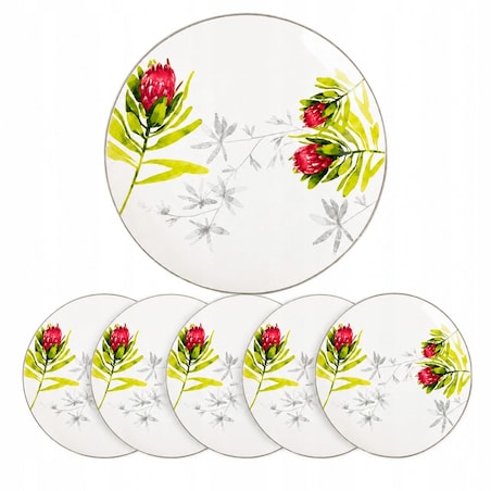 Zestaw Talerzy Płytkich 27cm 6 szt Kwiaty Floral Premium obiadowe duży