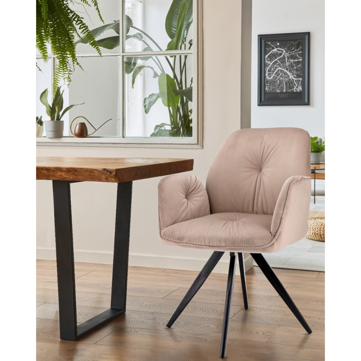 Krzesło welurowe obrotowe PERLA beżowe