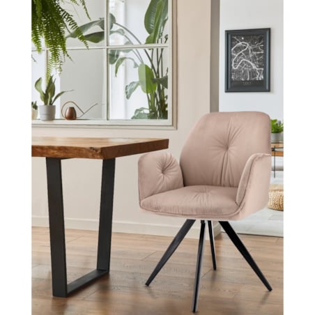 Krzesło welurowe obrotowe PERLA beżowe