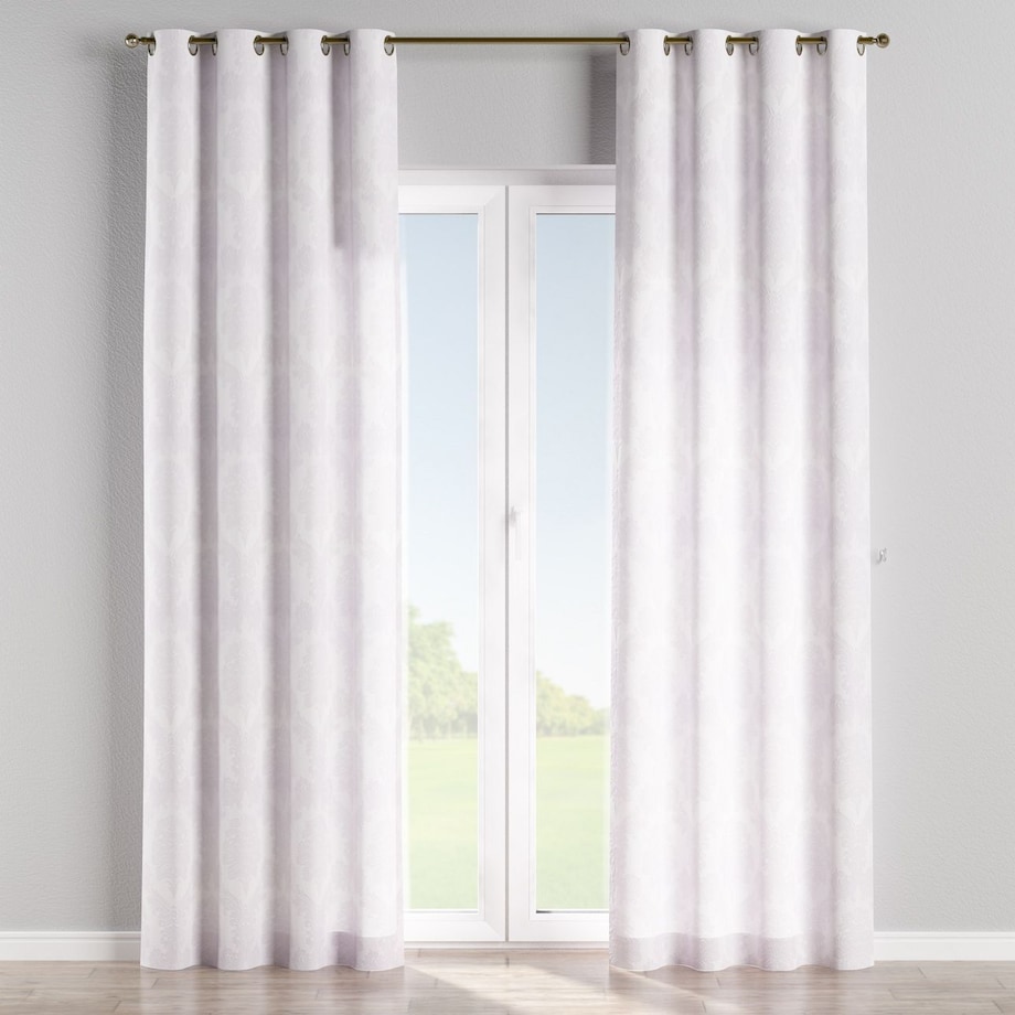 Zasłona na kółkach 1 szt. 130x245 liście akantu na białym tle