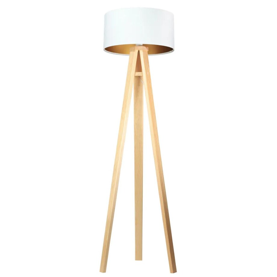 Lampa stojąca HOME 40 biała/złota/sosna