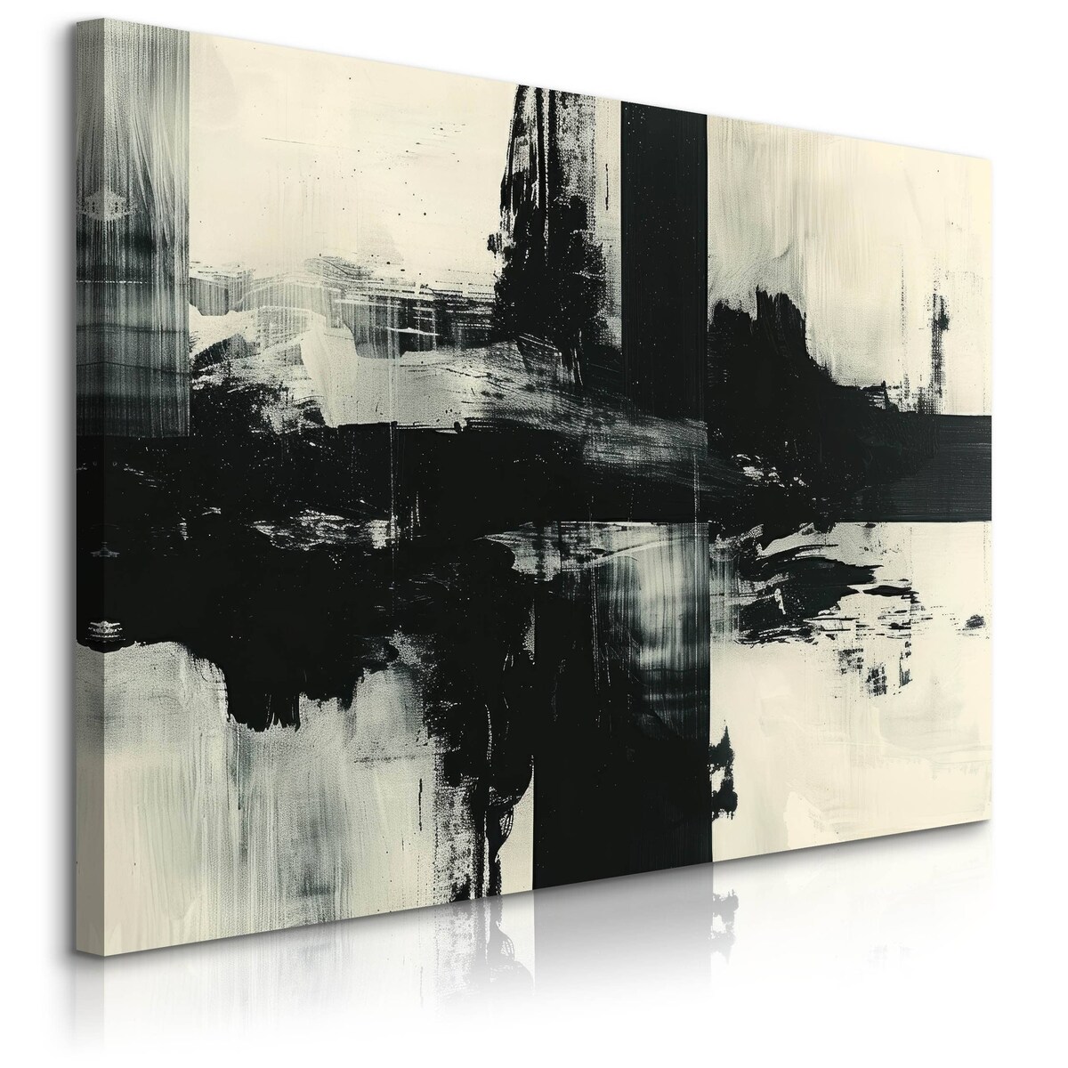 Obraz Canvas Do Salonu Sypialni Abstrakcja Czarny Wzór Akwarele 120x80cm