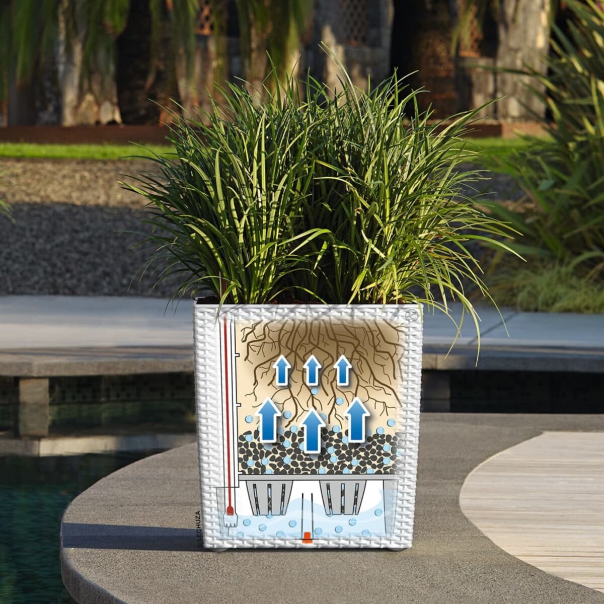 LECHUZA Doniczka CUBE Cottage 40 ALL-IN-ONE, biała