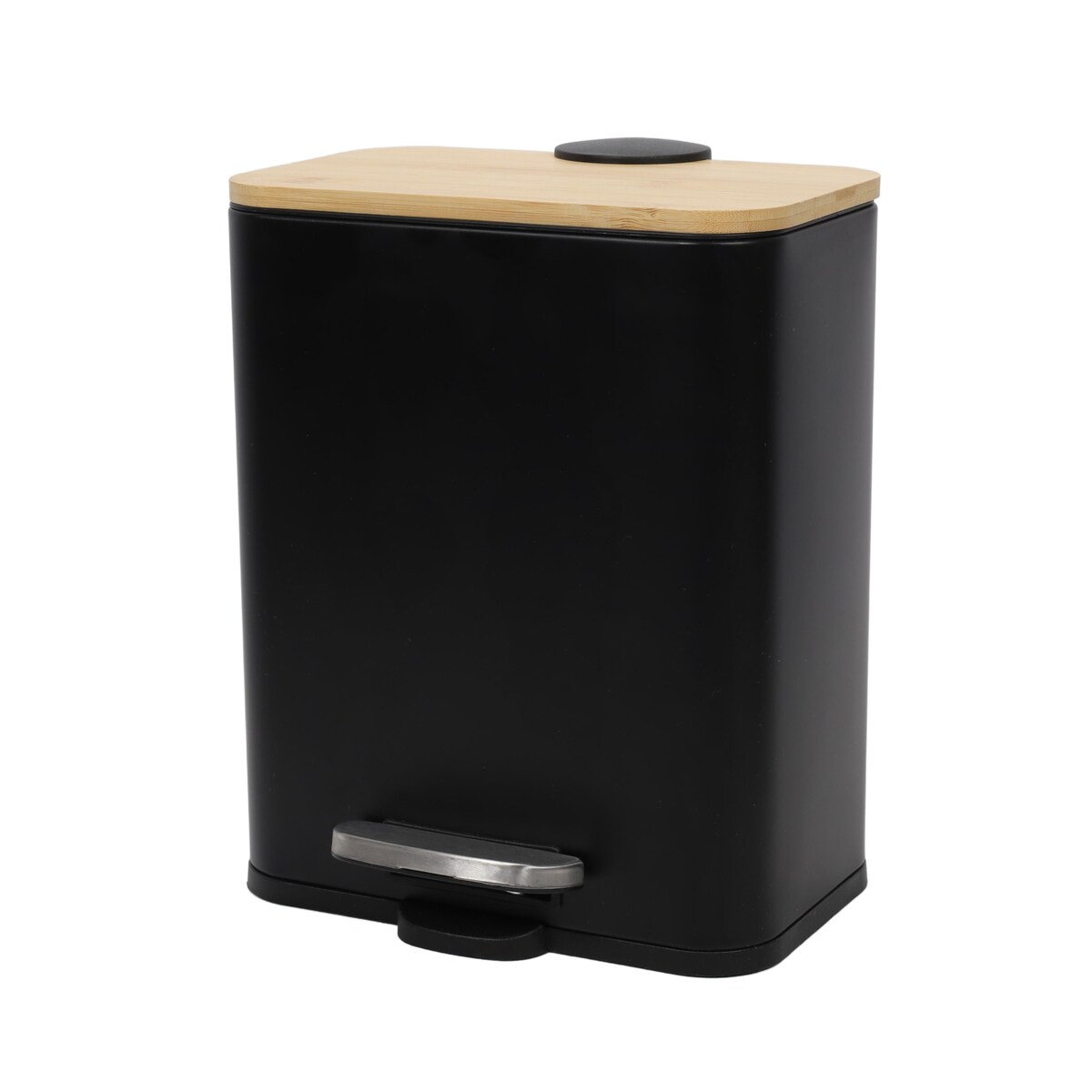 Wąski kosz łazienkowy z bambusem ZETRU, 5 l