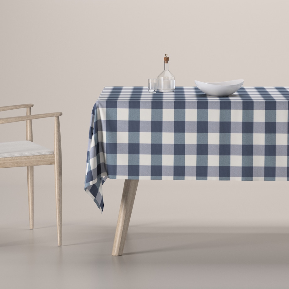 Obrus prostokątny 130 x 130 cm granatowo-biała krata (5,5x5,5cm)