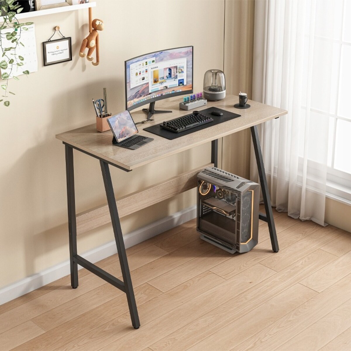 Biurko Komputerowe Loft Industrialne Nowoczesne Szkolne Jasny Dąb 100 Cm