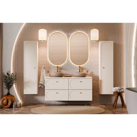 Szafka pod umywalkę DONNA SAND 2S 60cm beż piaskowy z umywalką nablatową WIKI