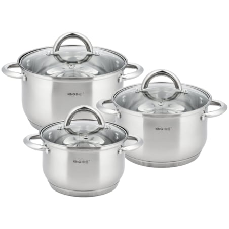 Zestaw garnków stalowych na indukcję 6 ele. 2.9/3.9/6.6L garnki KINGHOFF Silver