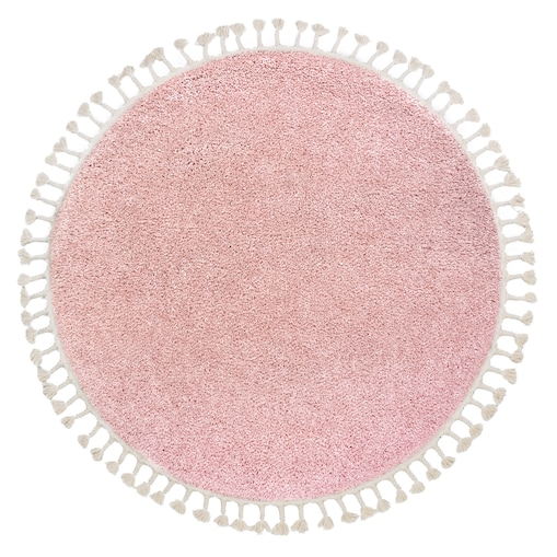 Dywan BERBER 9000 koło różowy Frędzle koło 160 cm