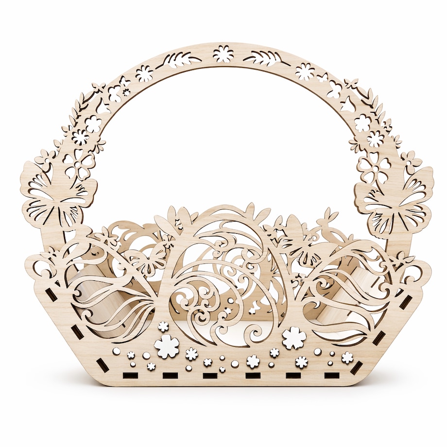 Drewniany koszyk wielkanocny HAPPY EASTER