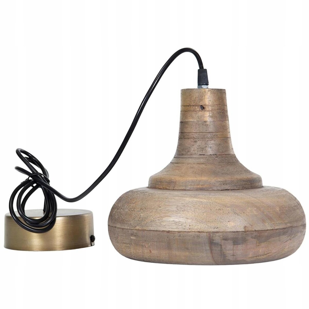 LAMPA SUFITOWA WISZĄCA NAD STÓŁ BOHO DREWNO MANGO NATURALNA DO SALONU 23cm