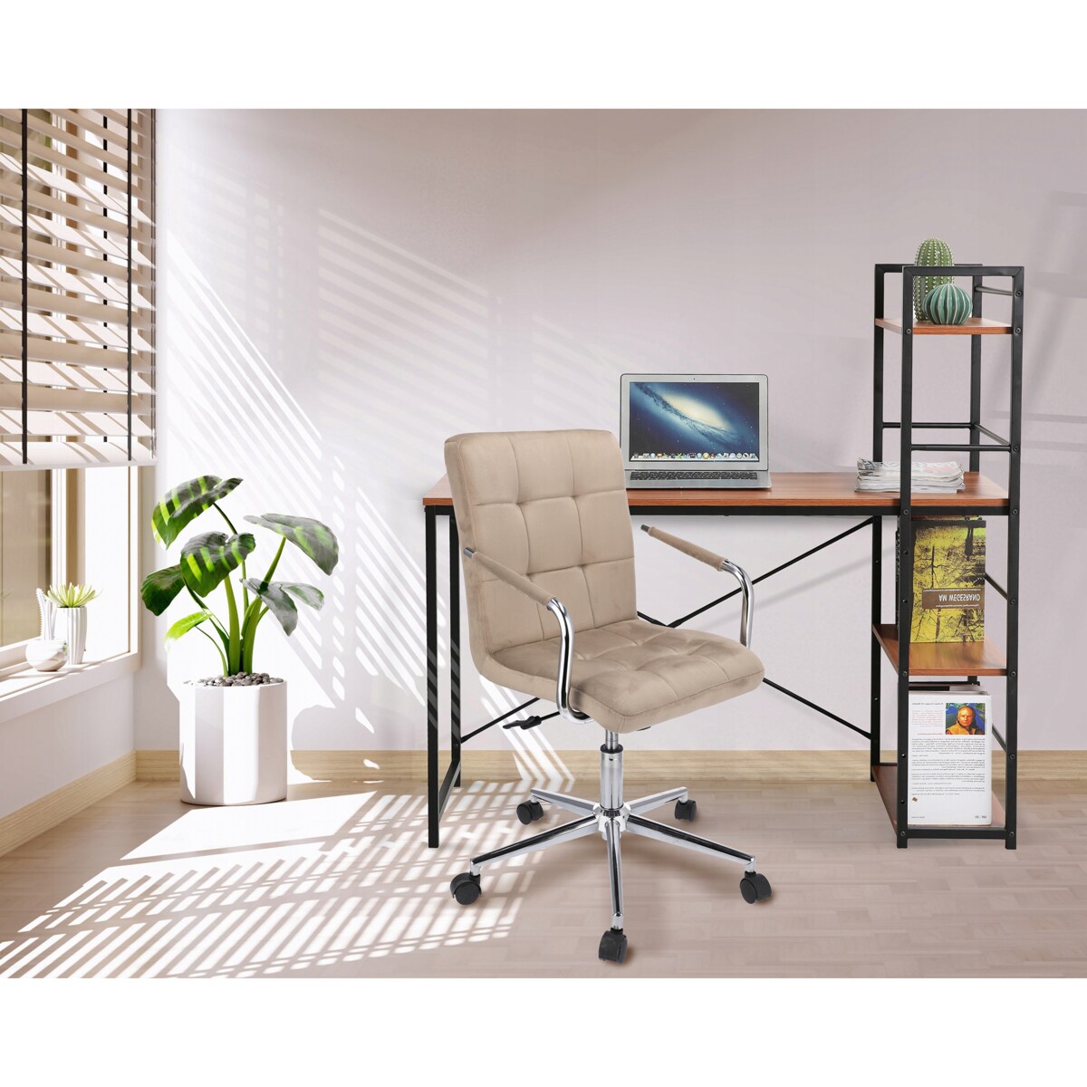 Krzesło obrotowe biurowe QUATRO beżowe welur